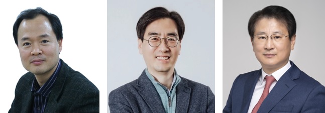 (왼쪽부터) 전기및전자공학부 최양규 교수, 명현 교수, 신소재공학과 이건재 교수